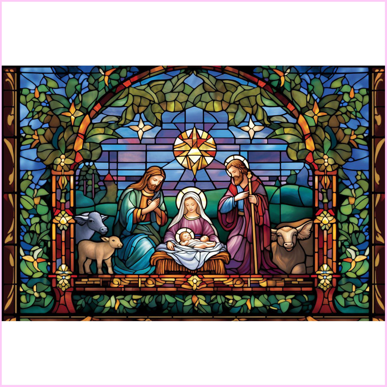 Serene Family Stained Glass Diamond Painting Kit-75x50cm (30x20 in)-Heartful Diamonds