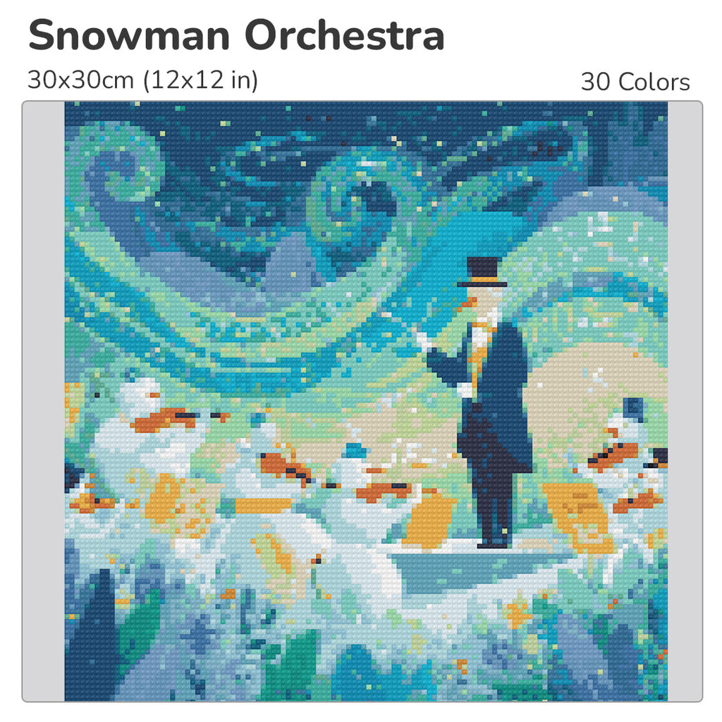 Snowman Orchestra Diamond Painting Kit-30x30cm (12x12 in)-Heartful Diamonds
