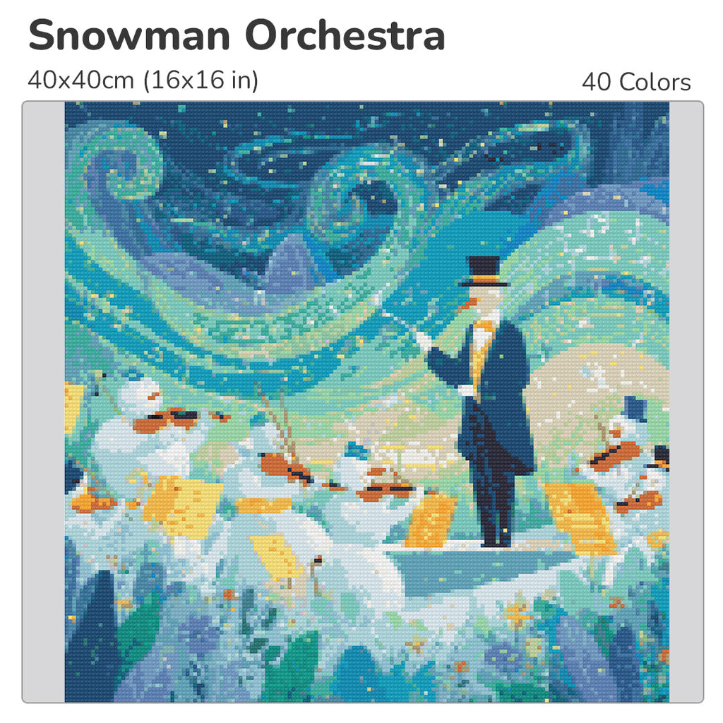 Snowman Orchestra Diamond Painting Kit-40x40cm (16x16 in)-Heartful Diamonds