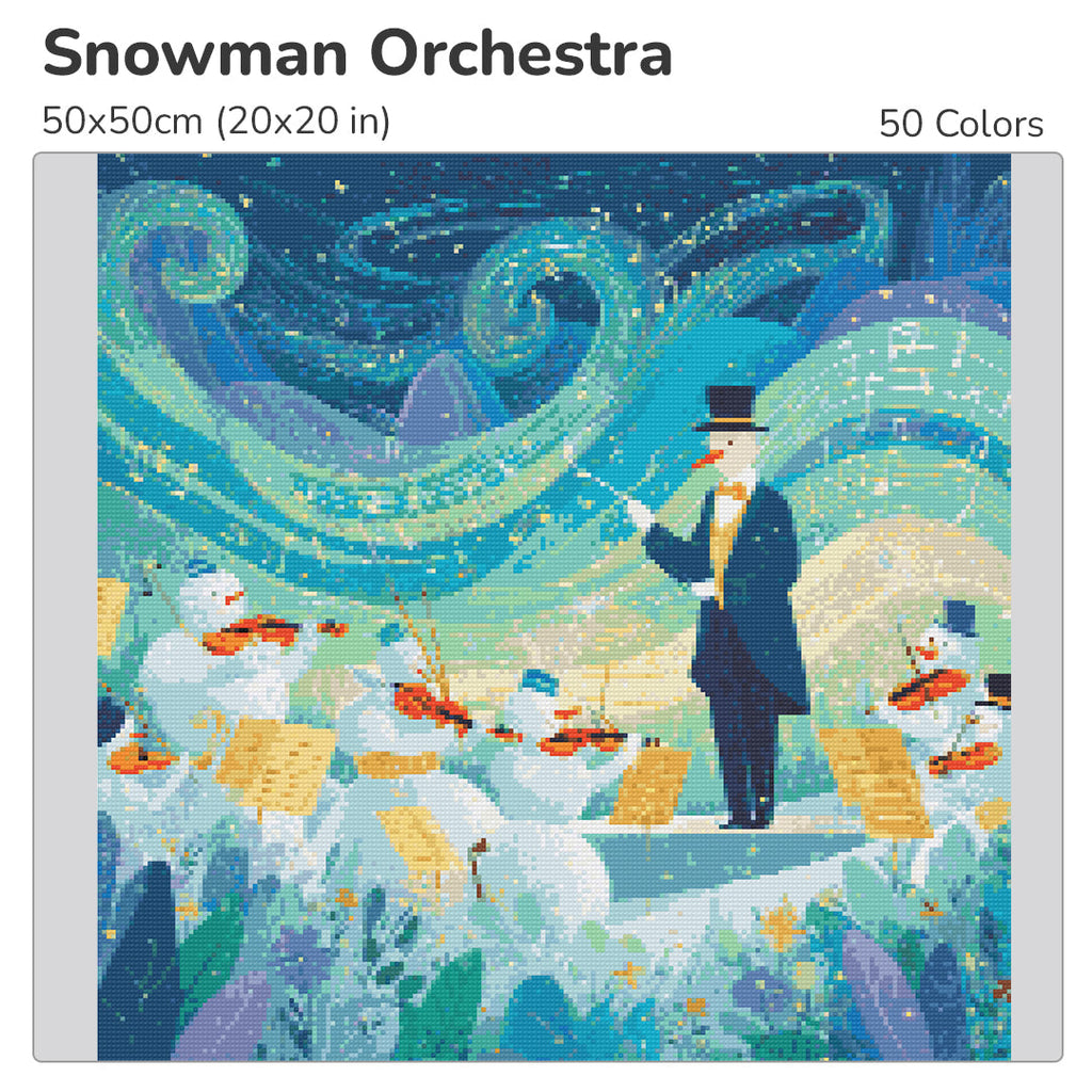 Snowman Orchestra Diamond Painting Kit-40x40cm (16x16 in)-Heartful Diamonds