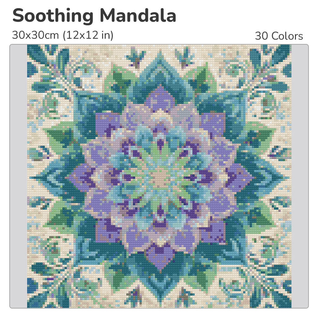 Soothing Mandala Diamond Painting Kit-30x30cm (12x12 in)-Heartful Diamonds