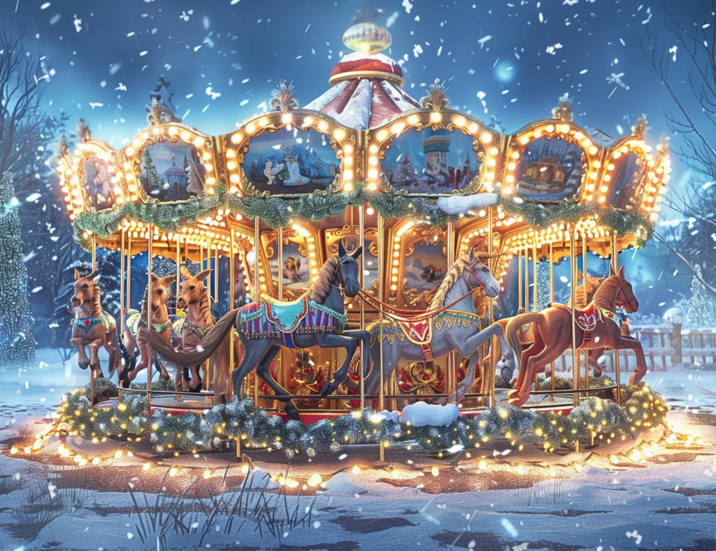 Sparkling Carousel Diamond Painting Kit-40x30cm (16x12 in)-Heartful Diamonds