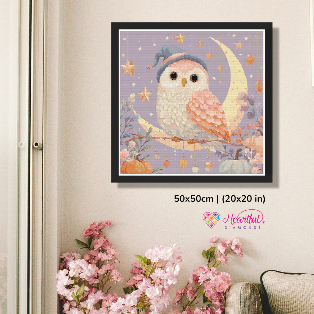 Sweet Witchy Owl Diamond Painting Kit-50x50cm (20x20 in)-Heartful Diamonds