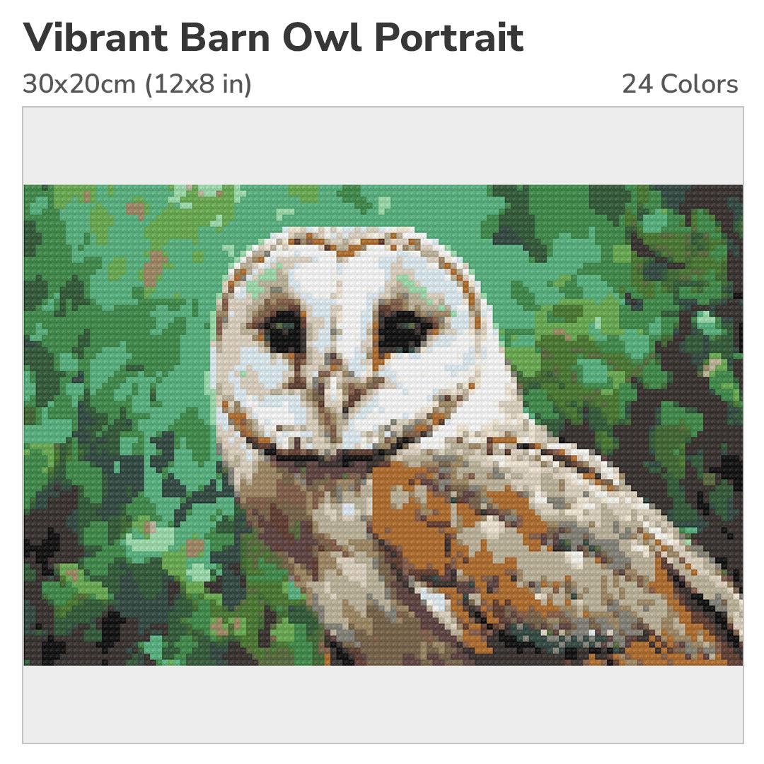 Vibrant Barn Owl Portrait 30x20cm Diamond Painting Kit-Heartful Diamonds