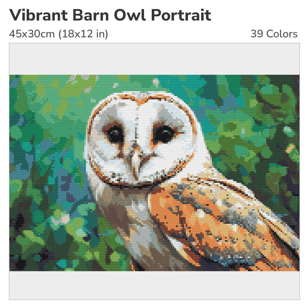 Vibrant Barn Owl Portrait Diamond Painting Kit – Heartful Diamonds