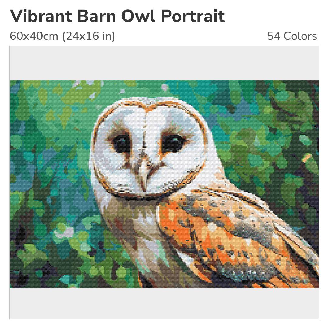 Vibrant Barn Owl Portrait 60x40cm Diamond Painting Kit-Heartful Diamonds