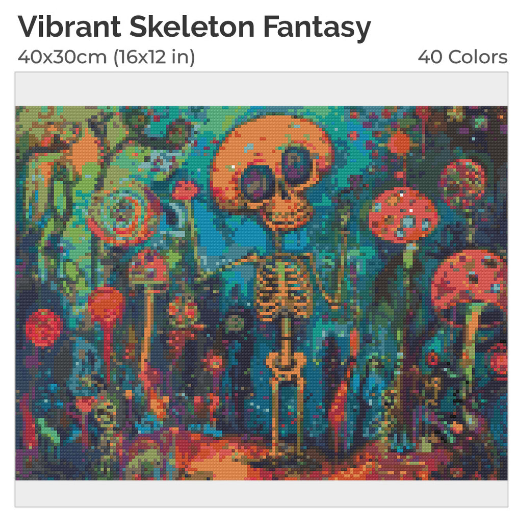 Vibrant Skeleton Fantasy Diamond Painting Kit-40x30cm (16x12 in)-Heartful Diamonds
