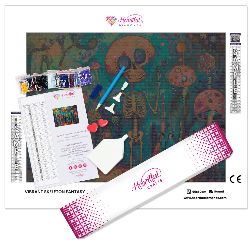 Vibrant Skeleton Fantasy Diamond Painting Kit-65x50cm (26x20 in)-Heartful Diamonds