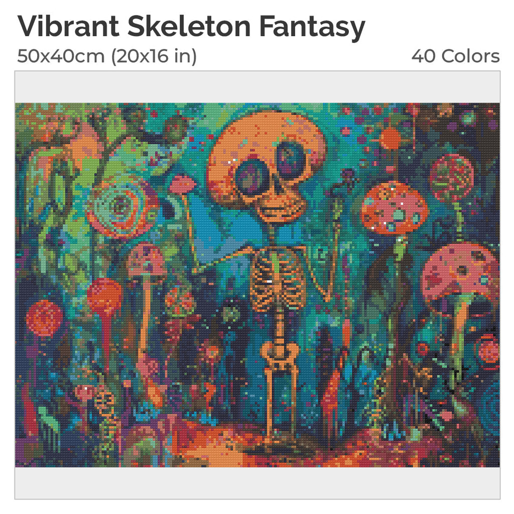 Vibrant Skeleton Fantasy Diamond Painting Kit-50x40cm (20x16 in)-Heartful Diamonds