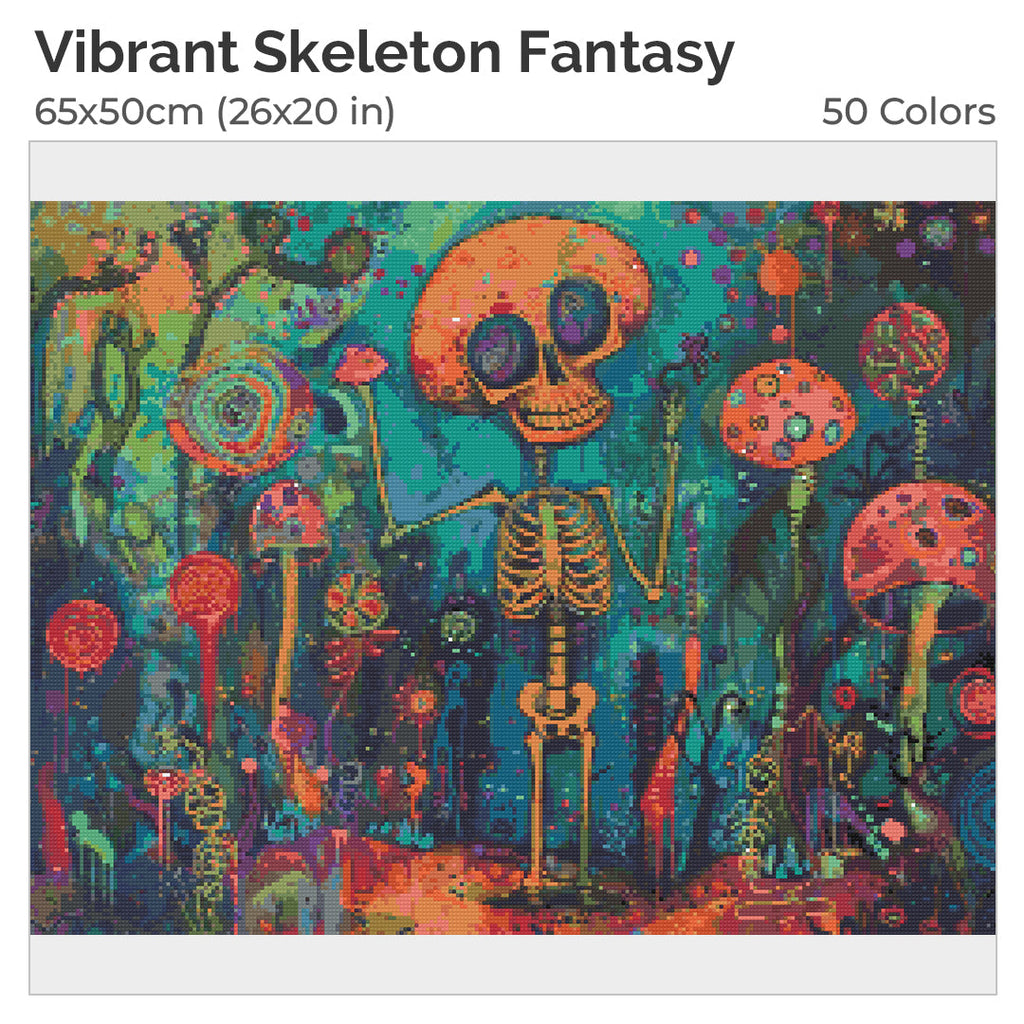 Vibrant Skeleton Fantasy Diamond Painting Kit-50x40cm (20x16 in)-Heartful Diamonds