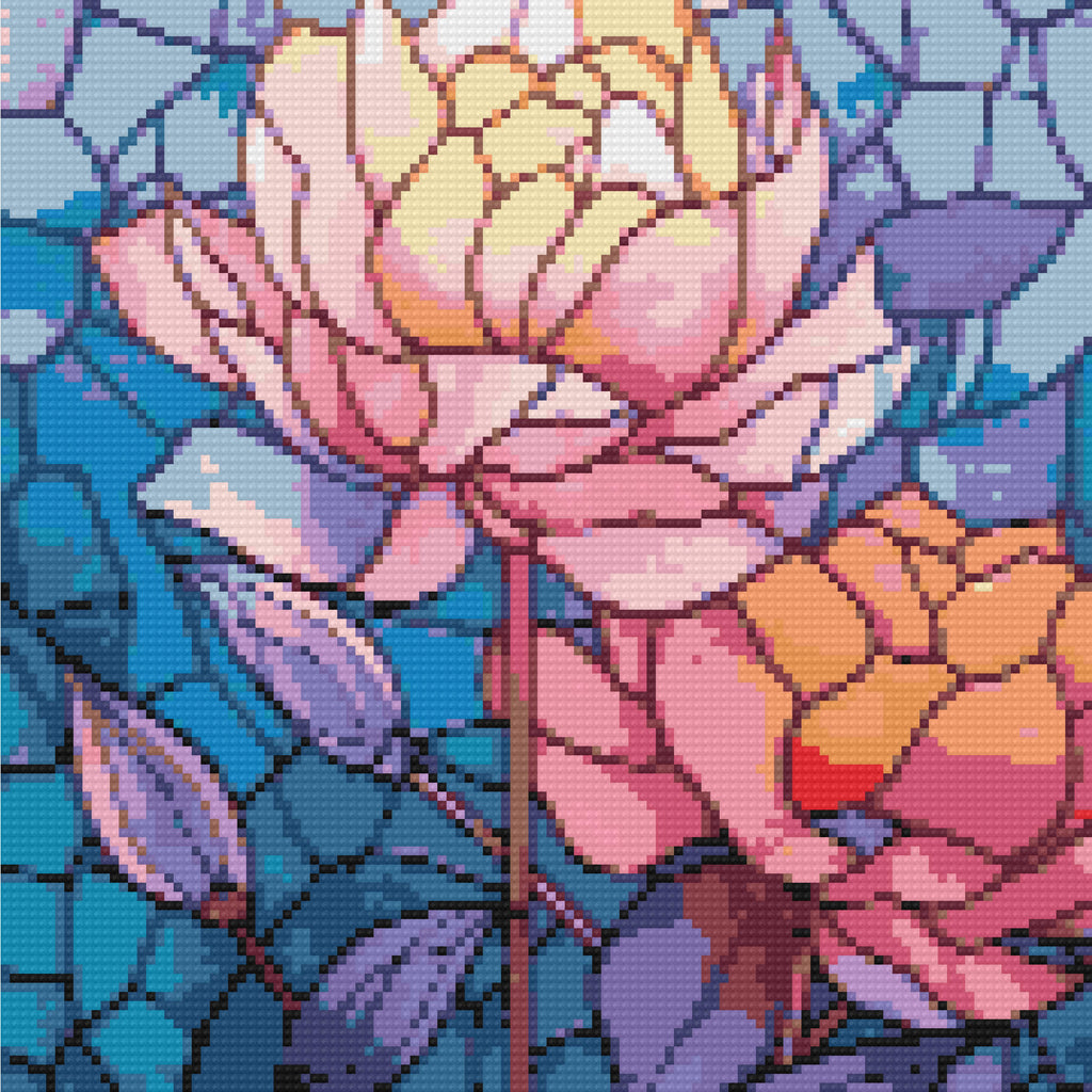 Vibrant Peony Stained Glass-Diamond Painiting Kit-Heartful Diamonds