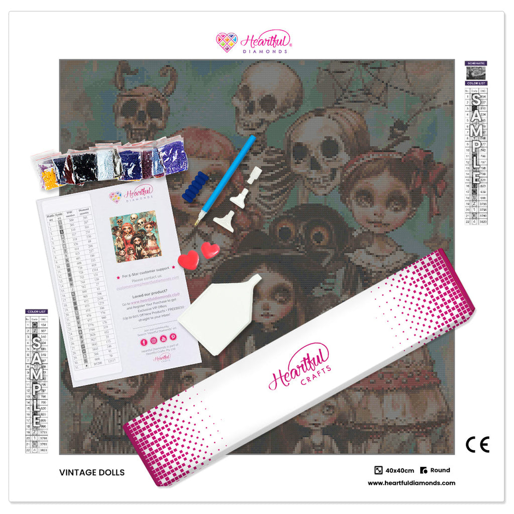 Vintage Dolls Diamond Painting Kit-50x50cm (20x20 in)-Heartful Diamonds