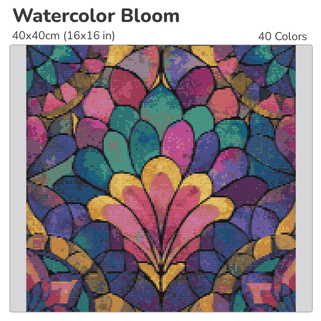 Watercolor Bloom Diamond Painting Kit-40x40cm (16x16 in)-Heartful Diamonds