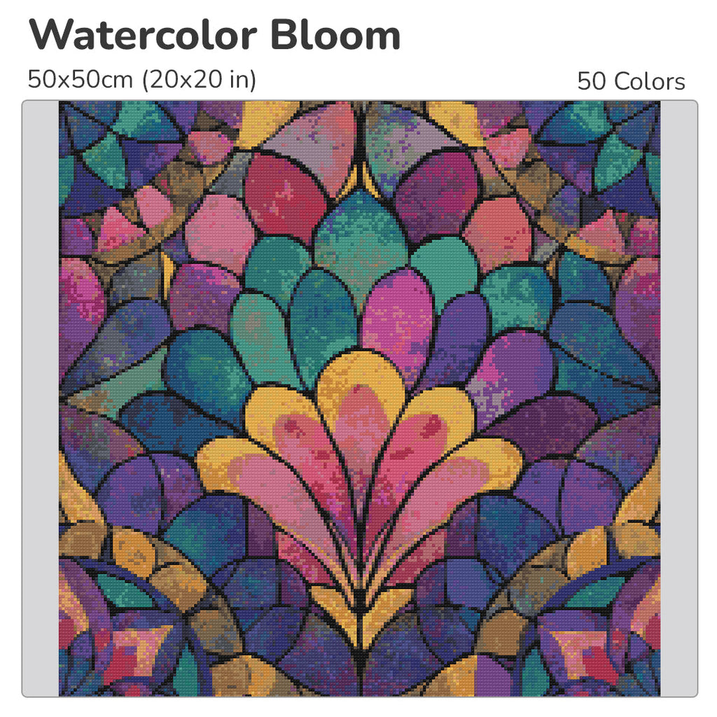 Watercolor Bloom Diamond Painting Kit-40x40cm (16x16 in)-Heartful Diamonds