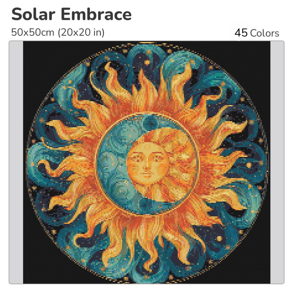 Solar Embrace Diamond Painting Kit-40x40cm (16x16 in)-Heartful Diamonds