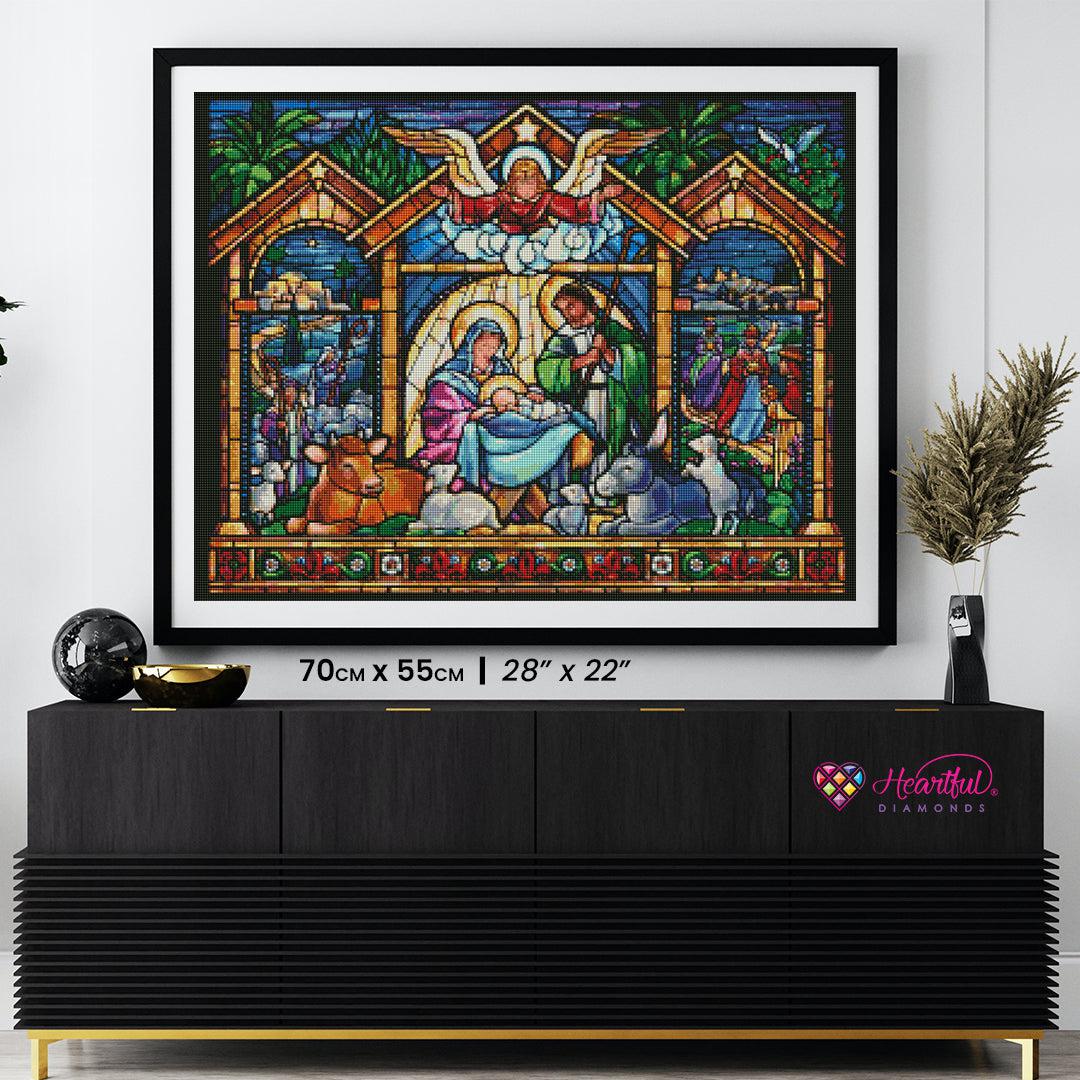 Stained Glass Nativity Scene-Diamond Painting Kit-Heartful Diamonds