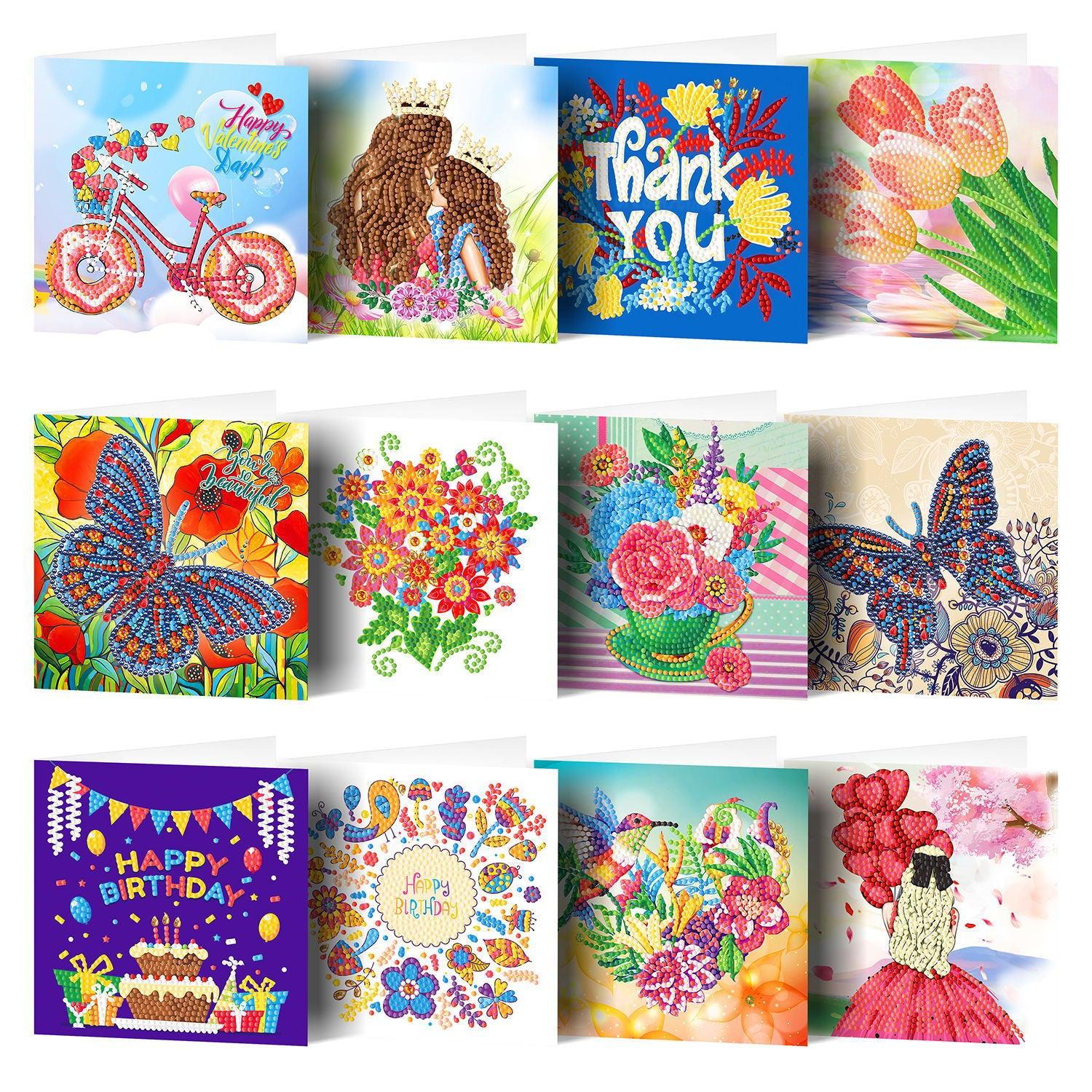 Diamond Art Greeting Cards - Set of 12