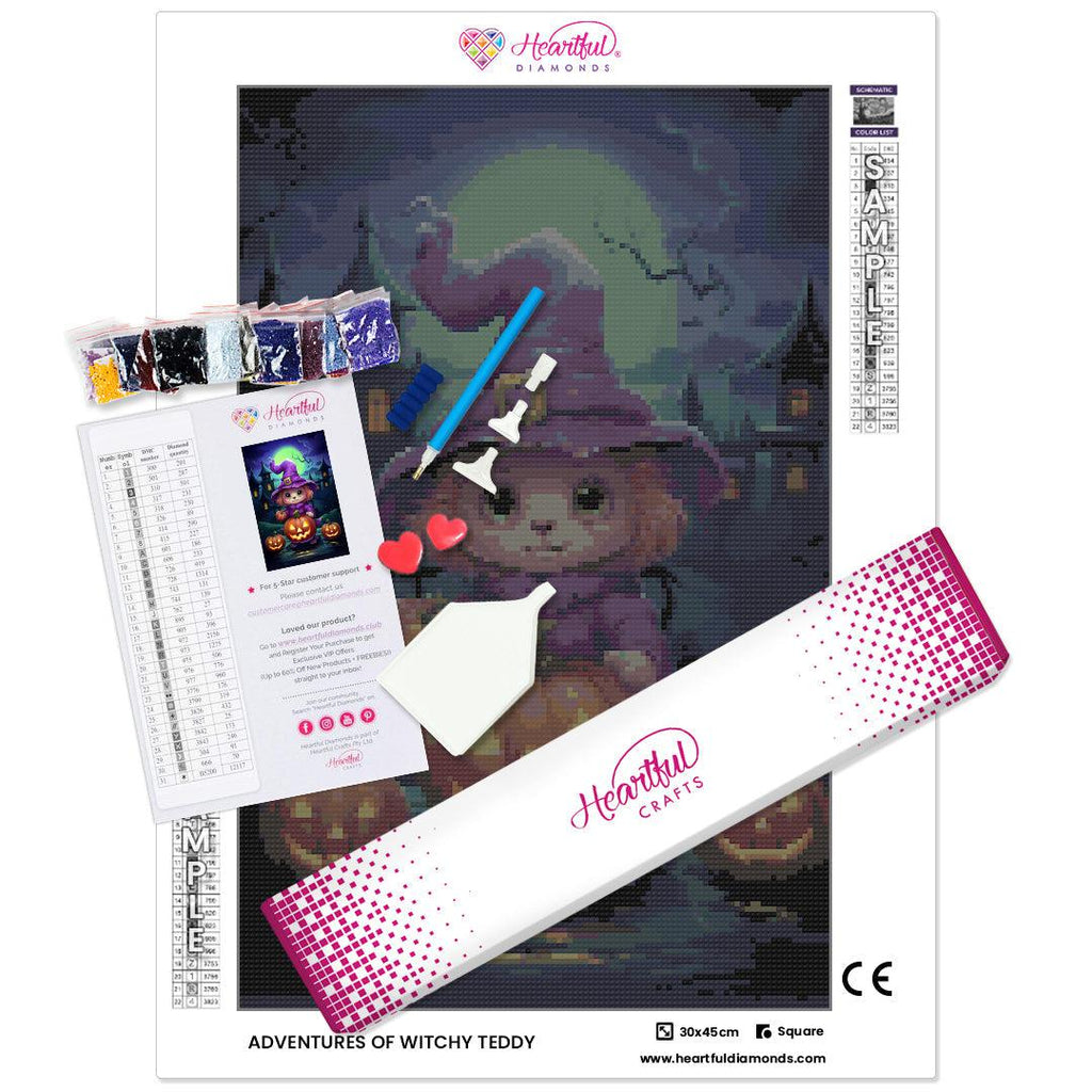 Adventures of Witchy Teddy Diamond Painting Kit-30x45cm (12x18 in)-Heartful Diamonds