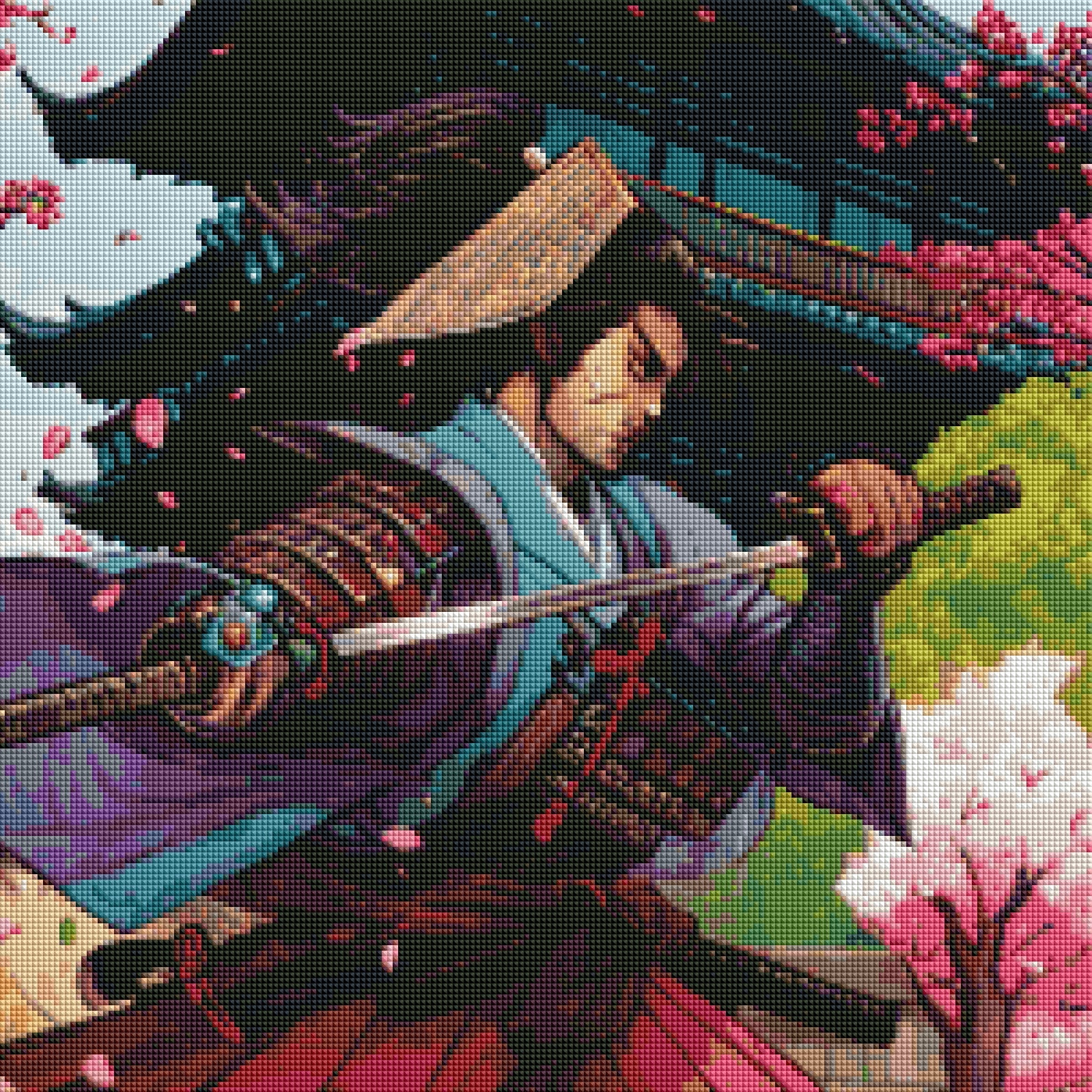 Samurai in Bloom-Diamond Painting Kit-Heartful Diamonds