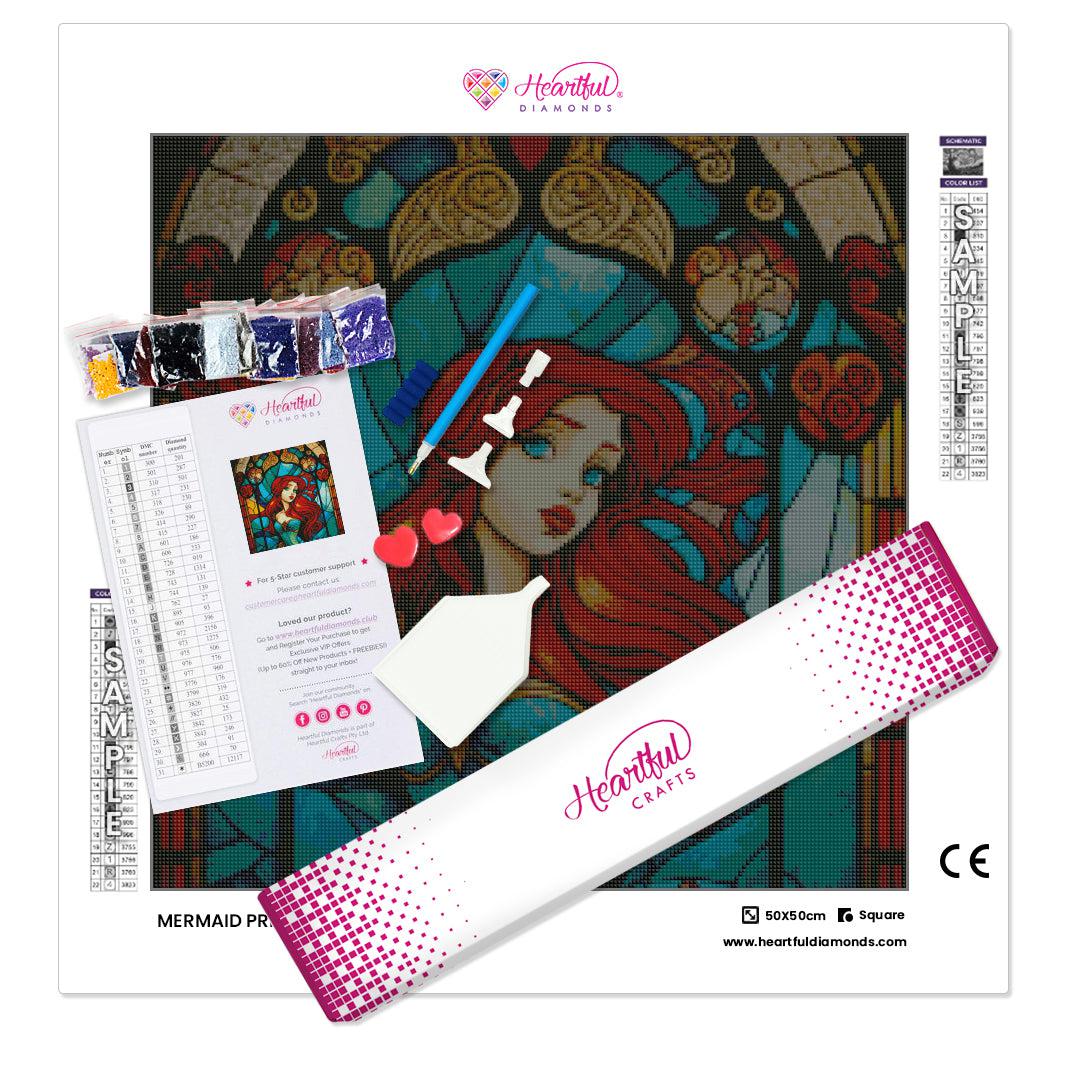 Mermaid Princess of the Sea Stained Glass-Diamond Painting Kit-Heartful Diamonds