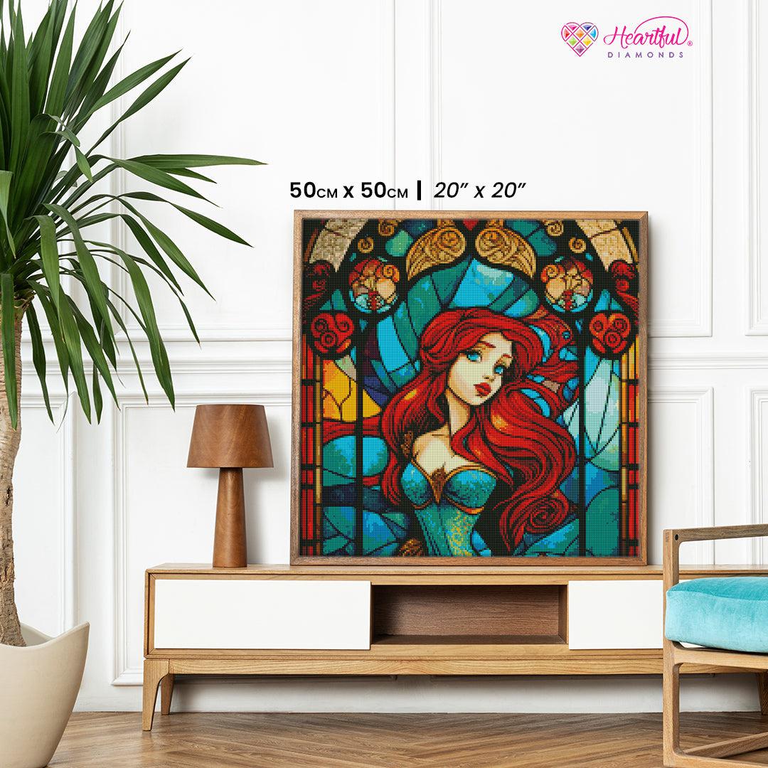 Mermaid Princess of the Sea Stained Glass-Diamond Painting Kit-Heartful Diamonds