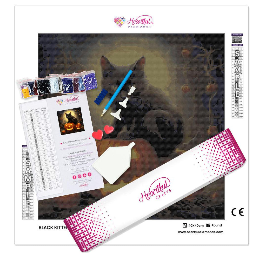 Black Kitten Harvest Diamond Painting Kit-Heartful Diamonds