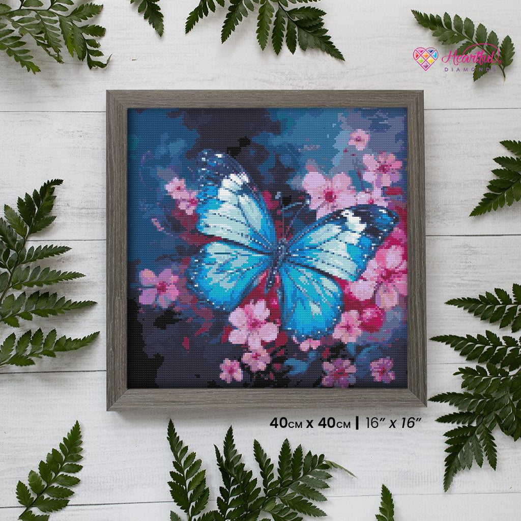 Blue Butterfly Delight Diamond Painting Kit-Heartful Diamonds