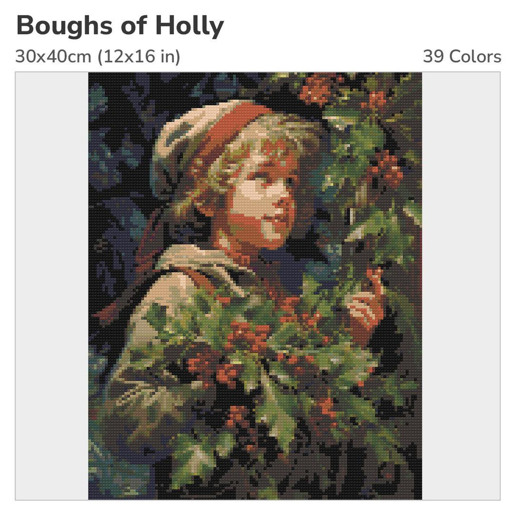 Boughs of Holly Diamond Painting Kit-30x40cm (12x16 in)-Heartful Diamonds