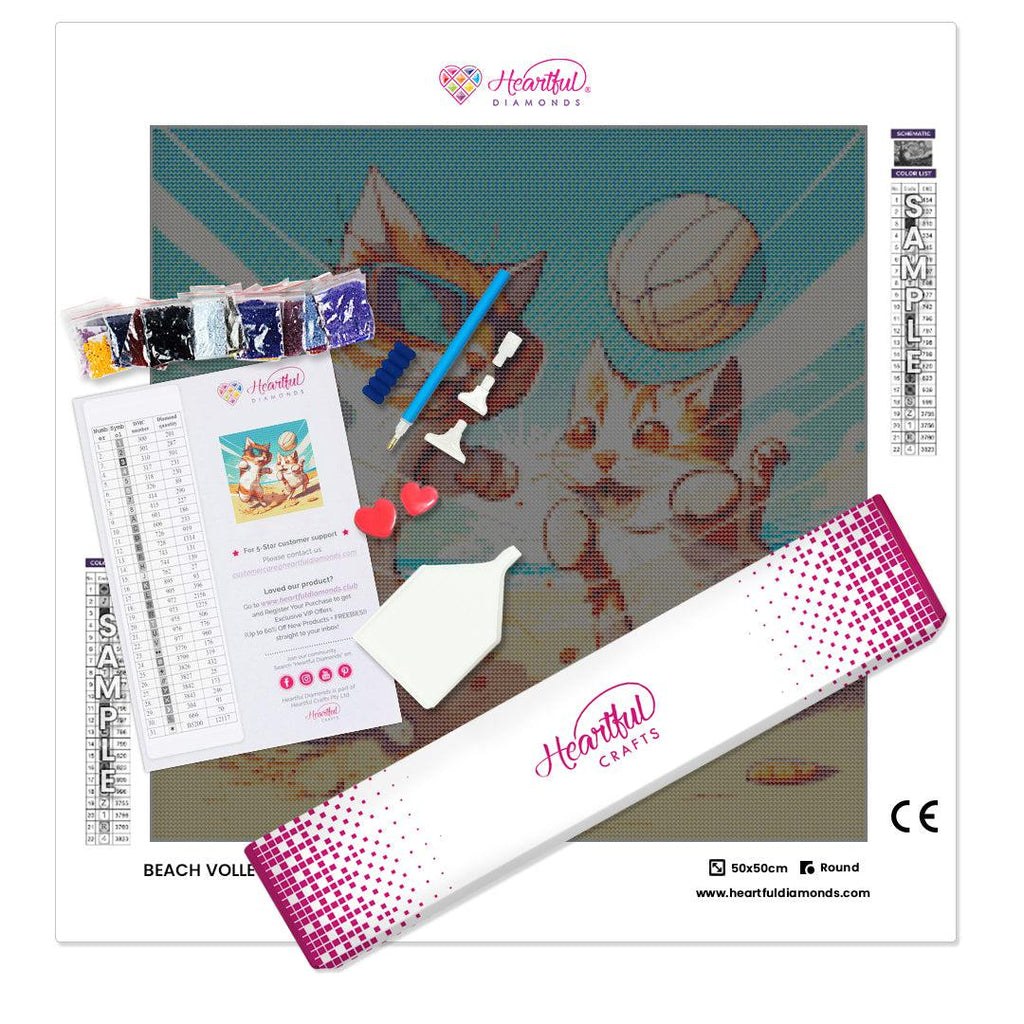 Beach Volleyball Cats-Diamond Painting Kit-Heartful Diamonds