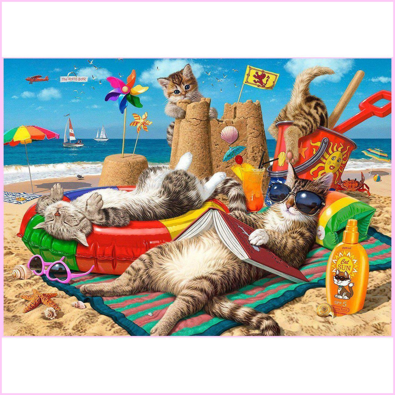 Cats on the Beach-Diamond Painting Kit-Heartful Diamonds