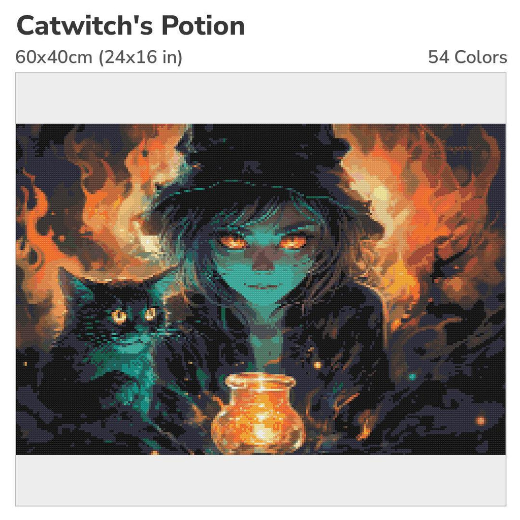 Catwitch's Potion Diamond Painting Kit-60x40cm (24x16 in)-Heartful Diamonds