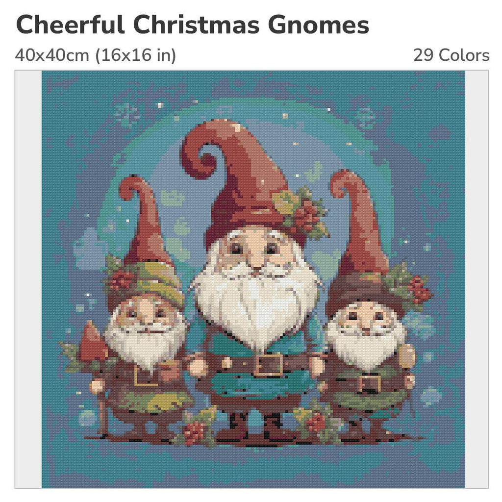 Cheerful Christmas Gnomes Diamond Painting Kit-40x40cm (16x16 in)-Heartful Diamonds