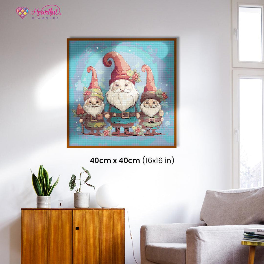 Cheerful Christmas Gnomes Diamond Painting Kit-40x40cm (16x16 in)-Heartful Diamonds