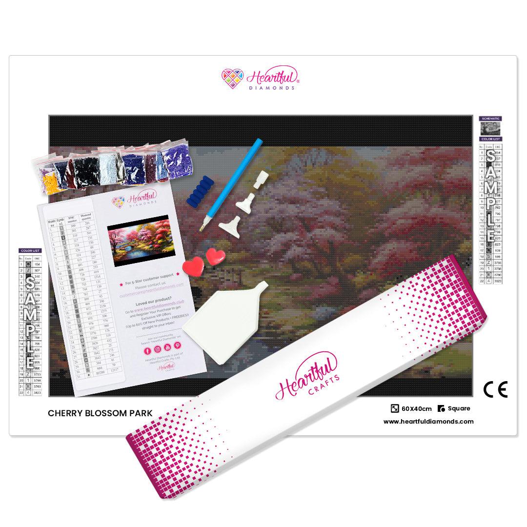 Cherry Blossom Park Diamond Painting Kit-25x40cm (10x16 in)-Heartful Diamonds