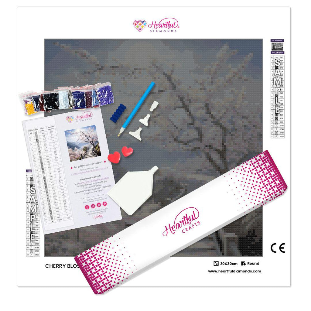 Cherry Blossom Trails Diamond Painting Kit-30x30cm (12x12 in)-Heartful Diamonds