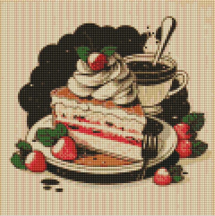 Coffee and Strawberry Shortcake-Diamond Painting Kit-Heartful Diamonds