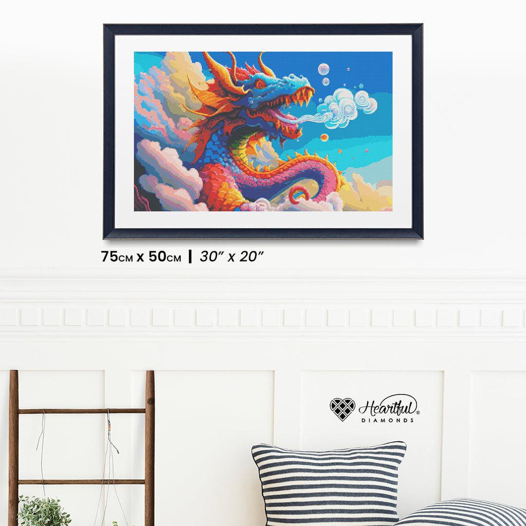 Happy Dragon in Sky-Diamond Painting Kit-Heartful Diamonds