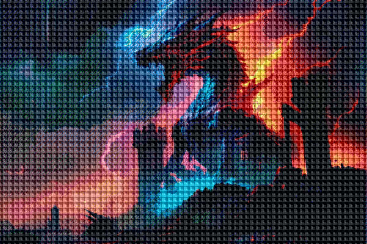 Dragons of Darkness and Light Premium Diamond Painting Kit