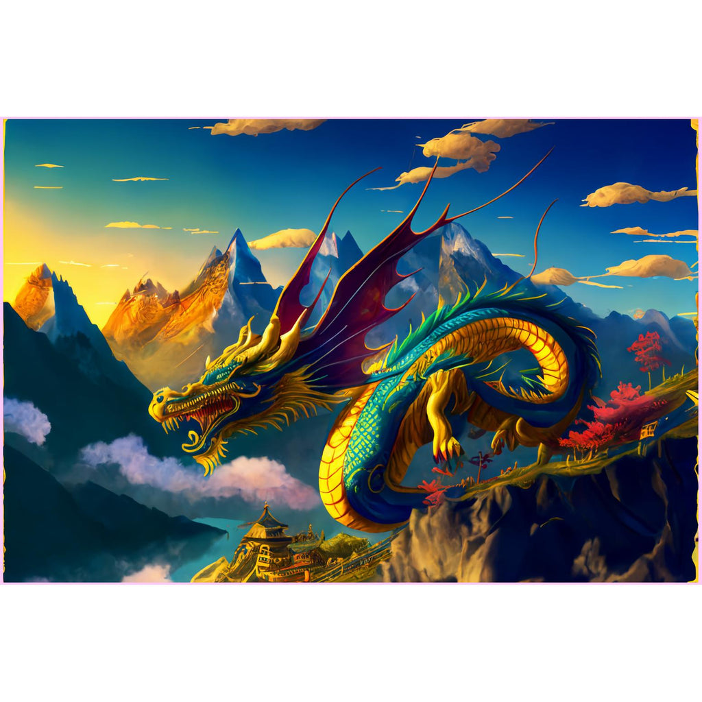 Dragon Flight over Mountain Range-Diamond Painting Kit-Heartful Diamonds