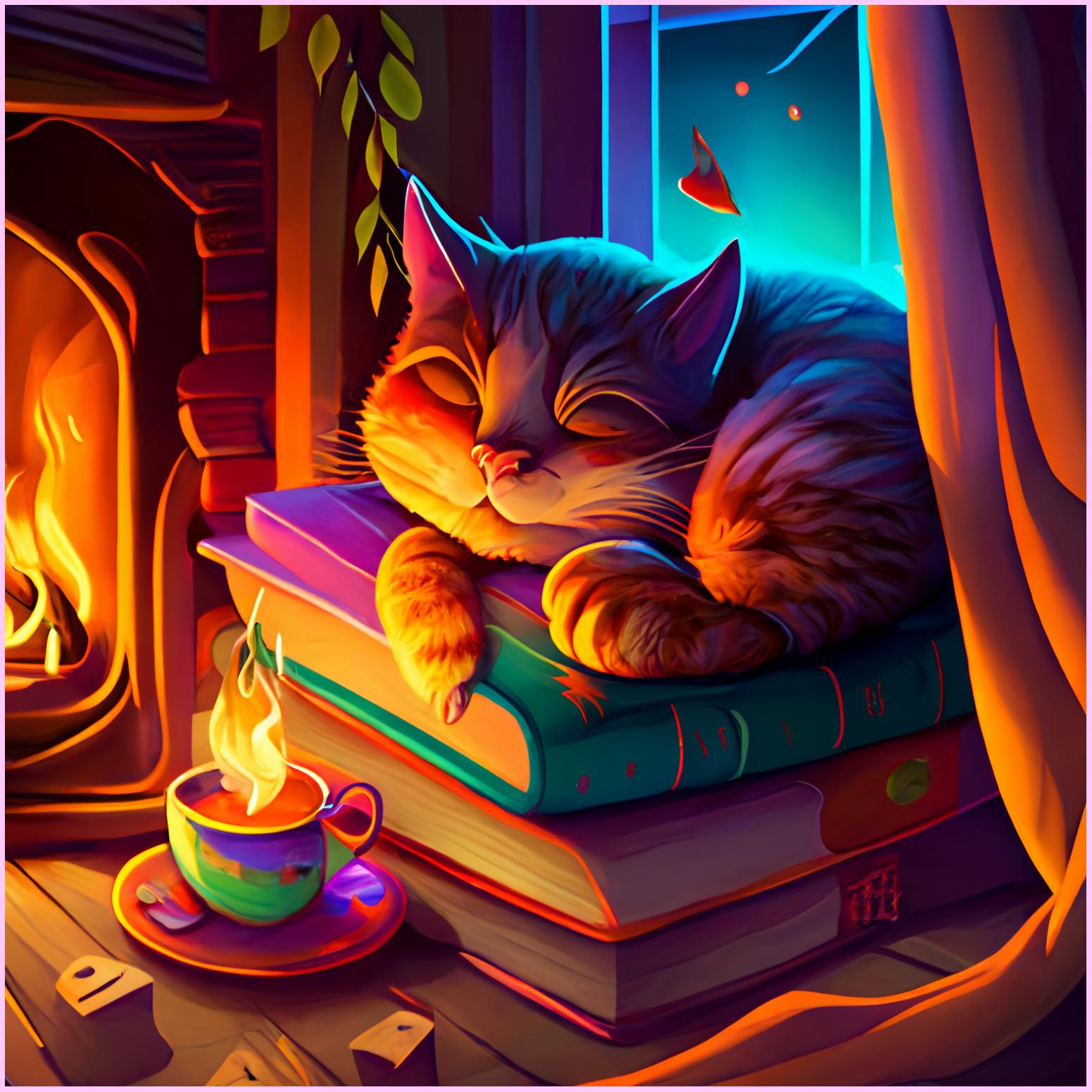 Dreaming Cat-Diamond Painting Kit-Heartful Diamonds