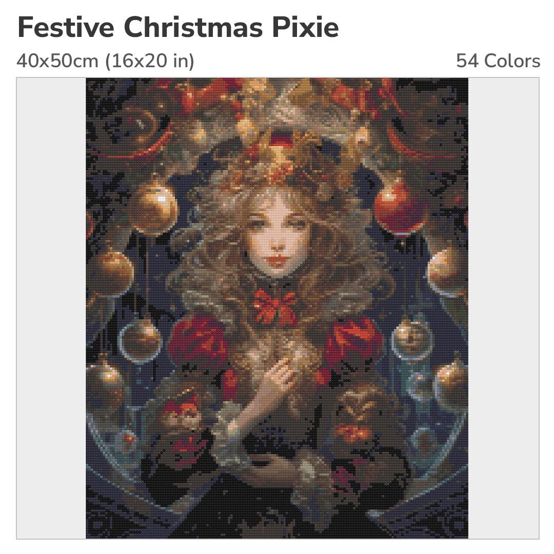 Festive Christmas Pixie Diamond Painting Kit-40x50cm (16x20 in)-Heartful Diamonds