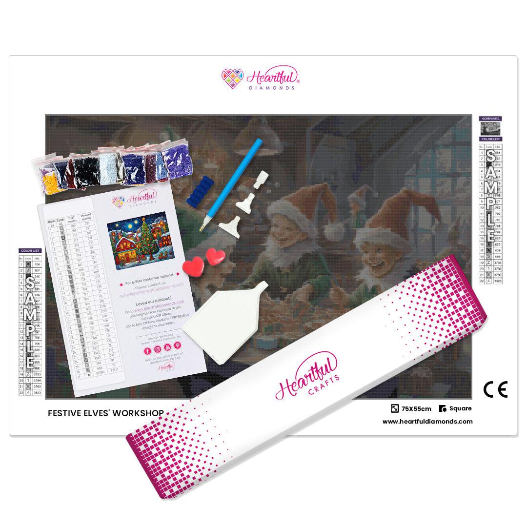 Festive Elves' Workshop Diamond Painting Kit-75x55cm (30x22 in)-Heartful Diamonds