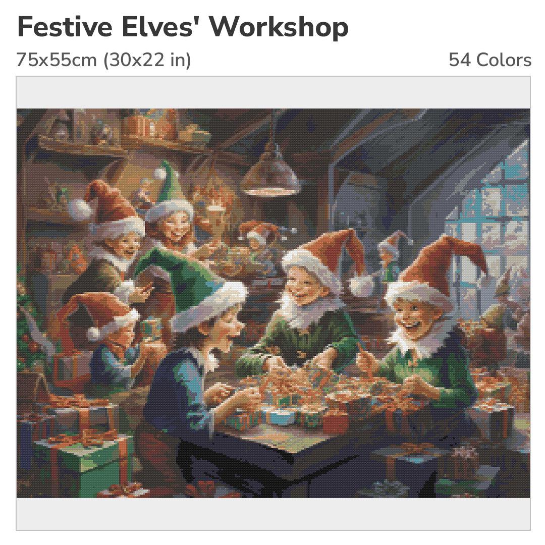 Festive Elves' Workshop Diamond Painting Kit-75x55cm (30x22 in)-Heartful Diamonds