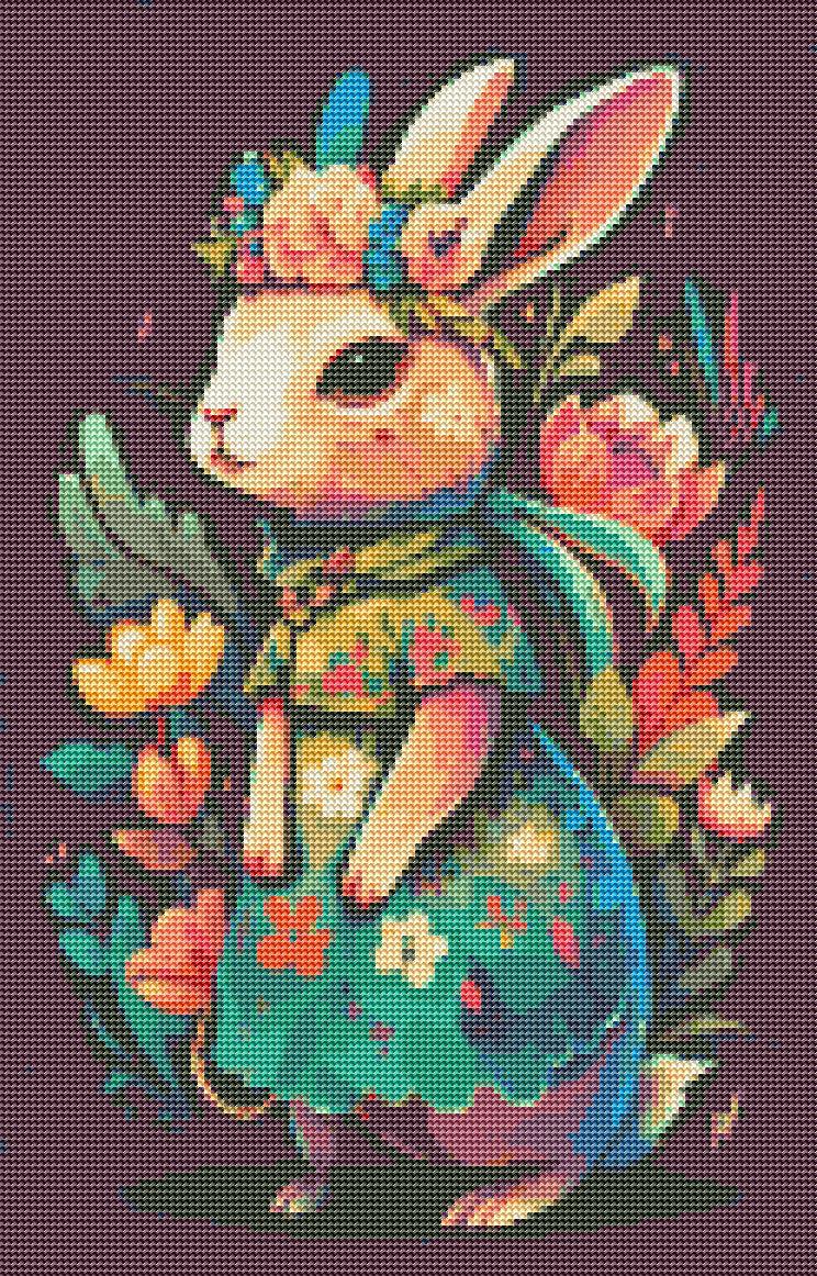 Flower Power Bunny-Diamond Painting Kit-Heartful Diamonds