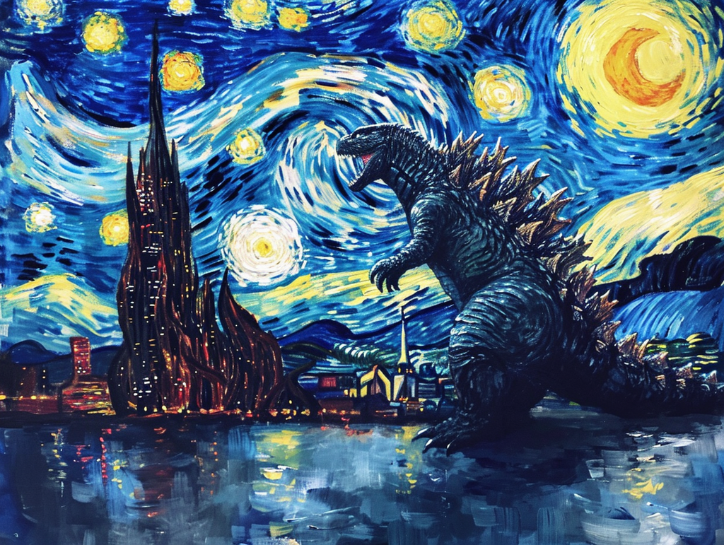 Godzilla's Starry Night Roar Diamond Painting Kit-40x30cm (16x12 in)-Heartful Diamonds