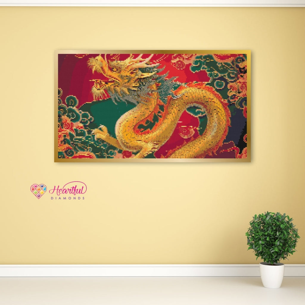 Golden Dragon of Prosperity Diamond Painting Kit-55x30cm (22x12 in)-Heartful Diamonds
