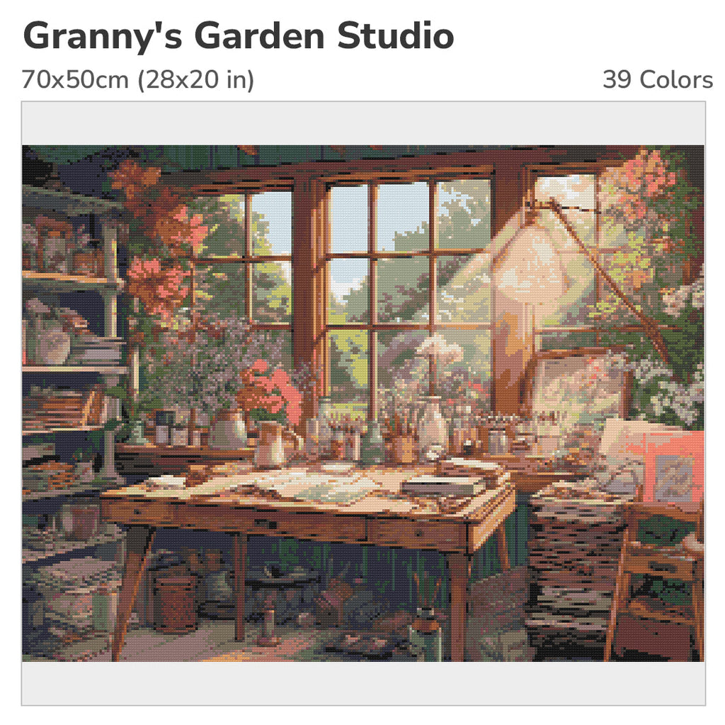 Granny's Garden Studio Diamond Painting Kit-70x50cm (28x20 in)-Heartful Diamonds