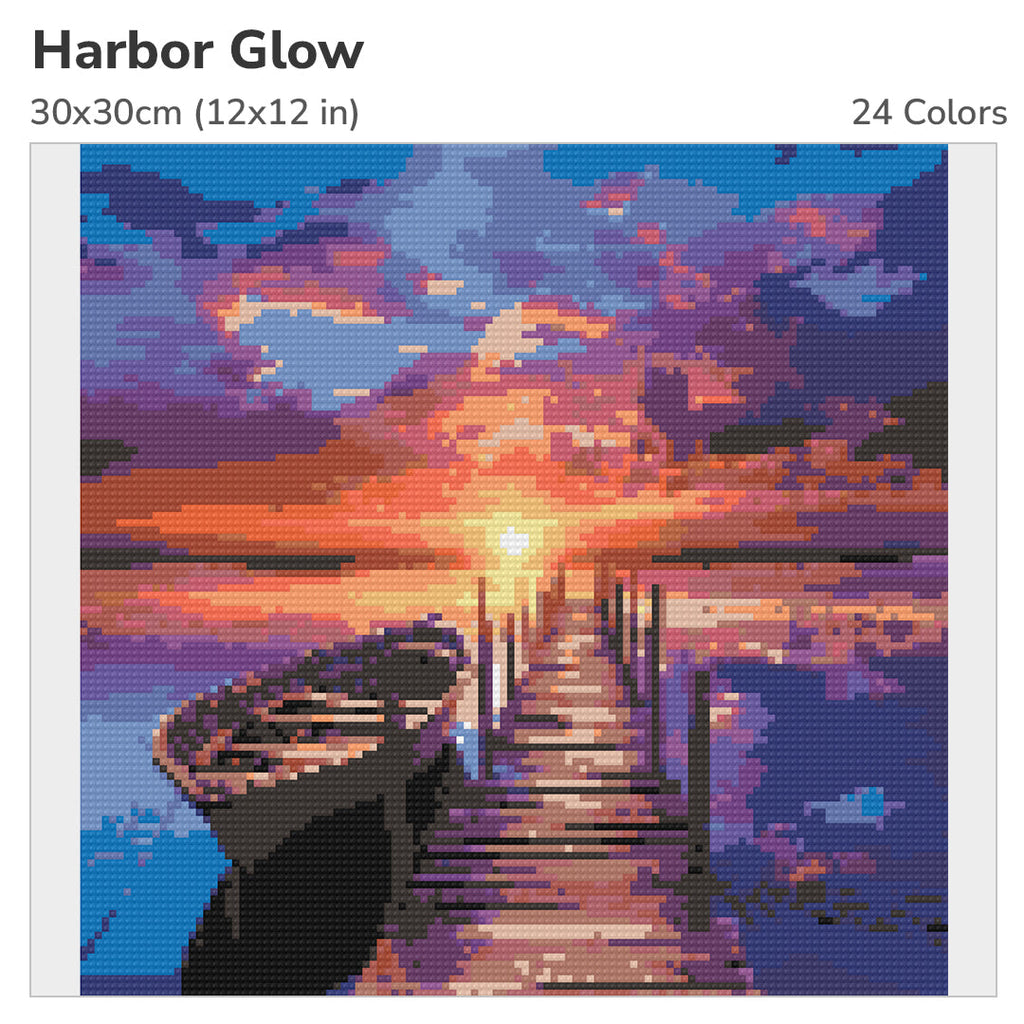 Harbor Glow Diamond Painting Kit-30x30cm (12x12 in)-Heartful Diamonds