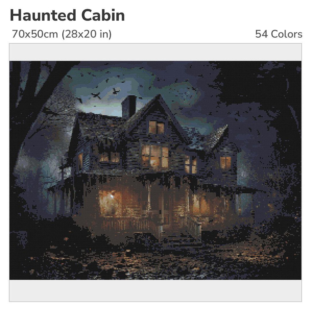 Haunted Cabin Diamond Painting Kit-70x50cm (28x20 in)-Heartful Diamonds