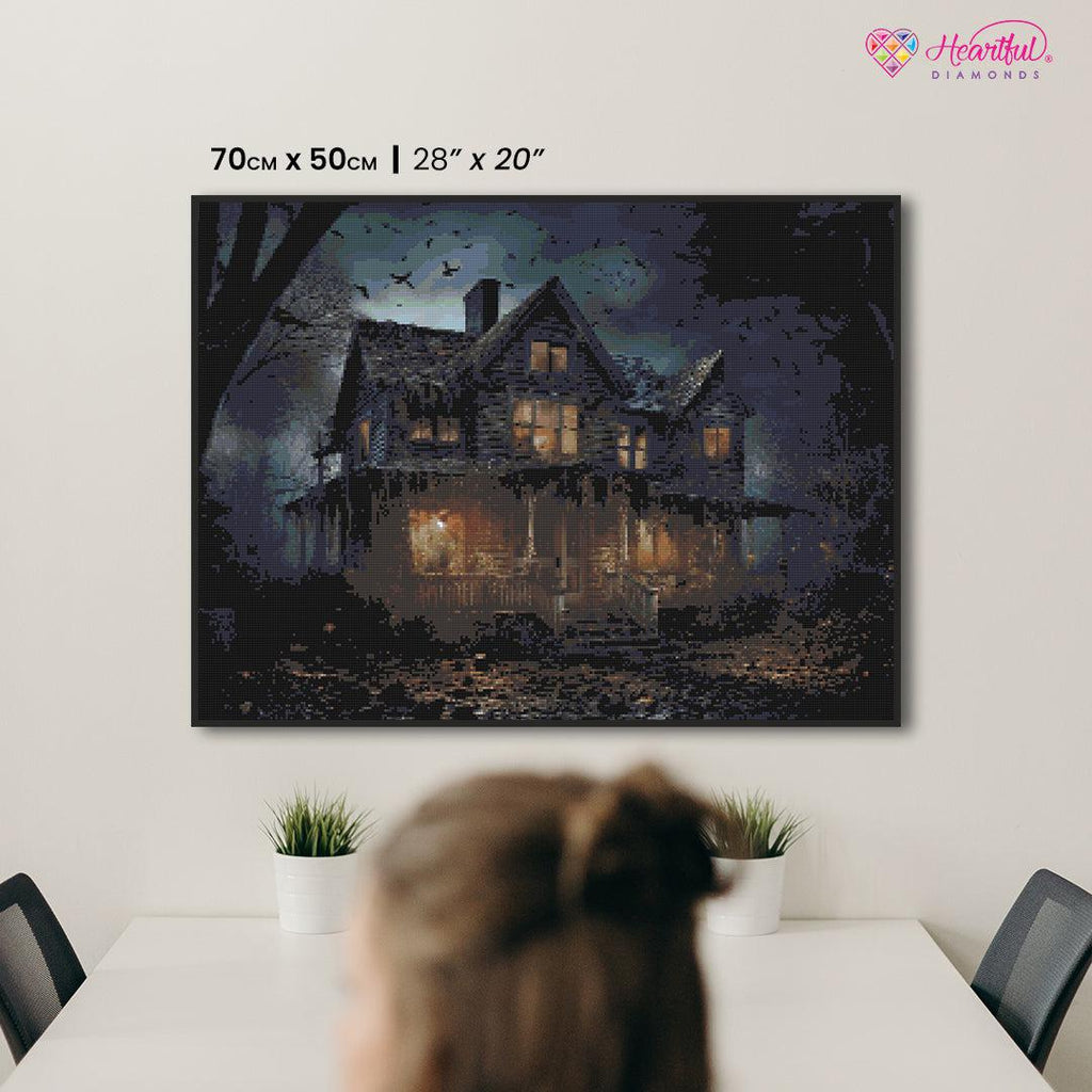 Haunted Cabin Diamond Painting Kit-70x50cm (28x20 in)-Heartful Diamonds